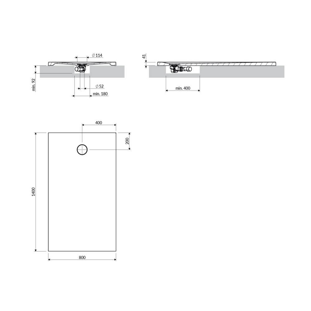 Правоъгълна душ кабина Omnires AquaRock M+ черен мат 80x140 cm