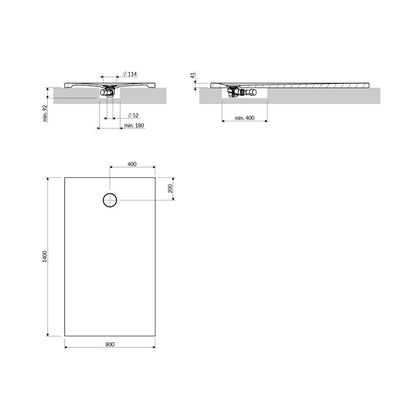 Правоъгълна душ кабина Omnires AquaRock M+ черен мат 80x140 cm