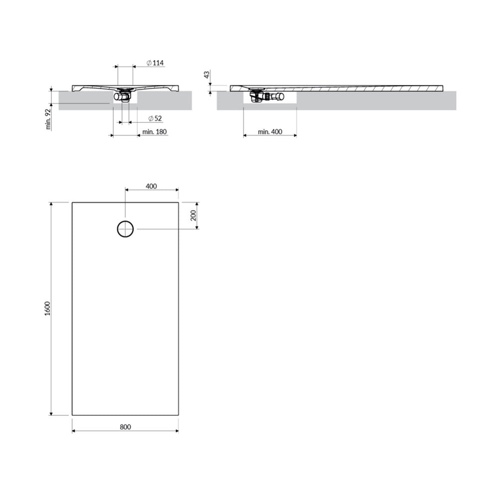 Правоъгълна душ кабина Omnires AquaRock M+ матово черно 80x160 cm