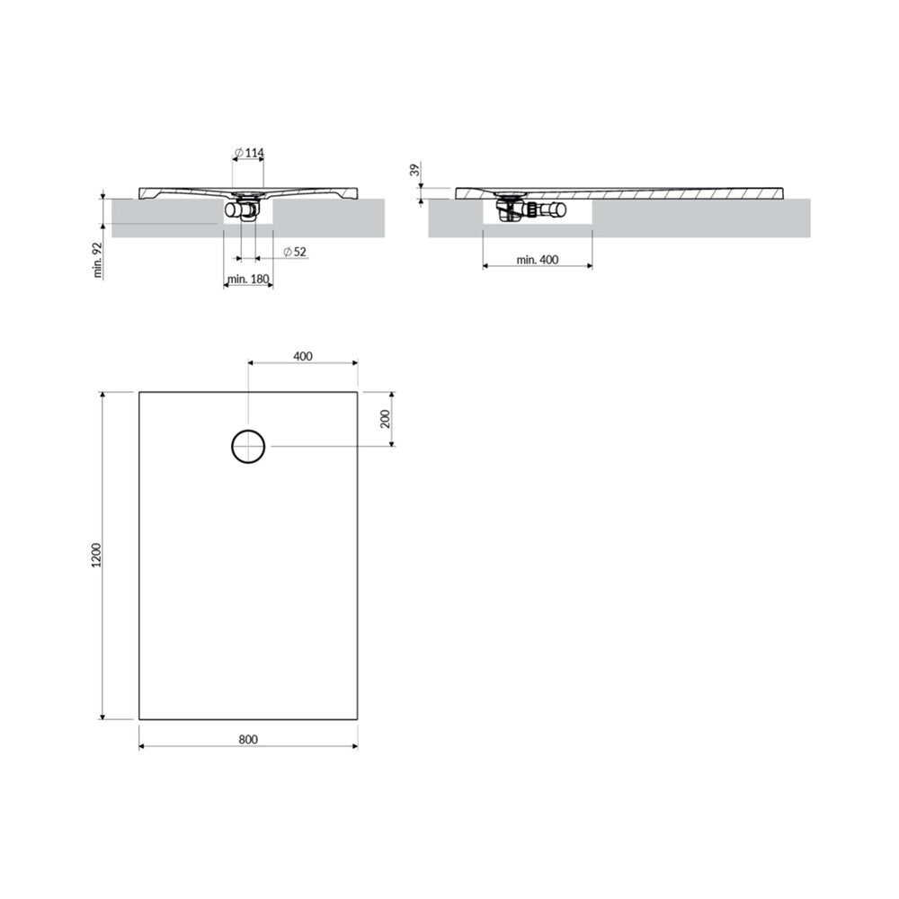 Правоъгълна душ кабина от композит Omnires AquaRock M+ матово зелено маслинено 80x120 cm