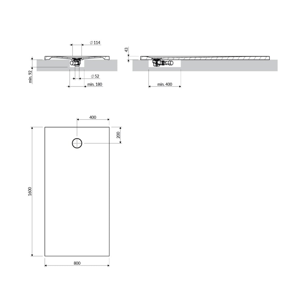 Правоъгълна душ кабина от композит Omnires AquaRock M+ матово зелено маслиново 80x160 cm