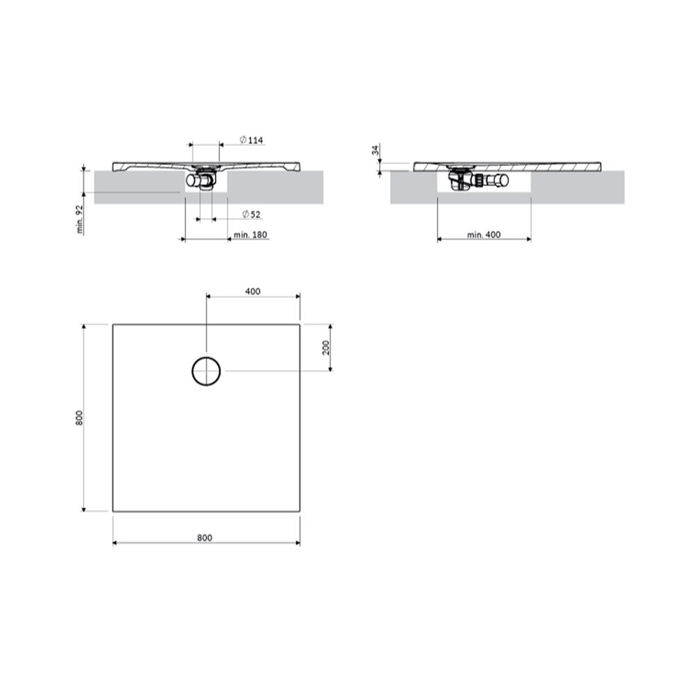 Квадратна душ кабина от композит Omnires AquaRock M+ теракота мат 80x80 cm