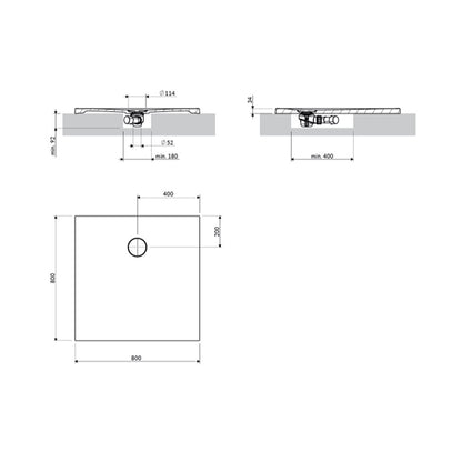 Квадратна душ кабина от композит Omnires AquaRock M+ теракота мат 80x80 cm