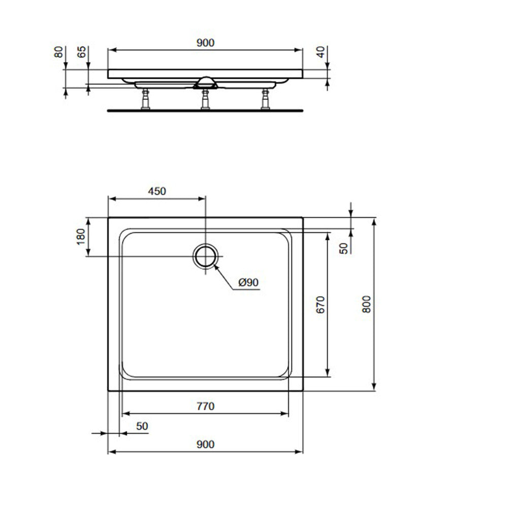 Правоъгълна душкабина Ideal Standard Hotline New 90x80 см