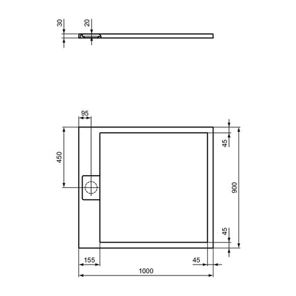 Правоъгълна душ кабина Ideal Standard i.life Ultra Flat S бяла 100x90 см