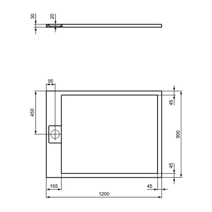 Правоъгълна душ кабина Ideal Standard i.life Ultra Flat S бяла 120x90 см