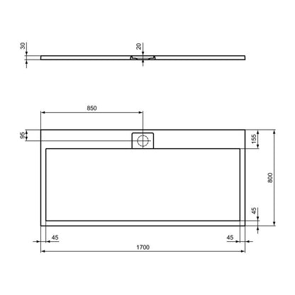 Правоъгълна душ кабина Ideal Standard i.life Ultra Flat S бяла 170x80 см