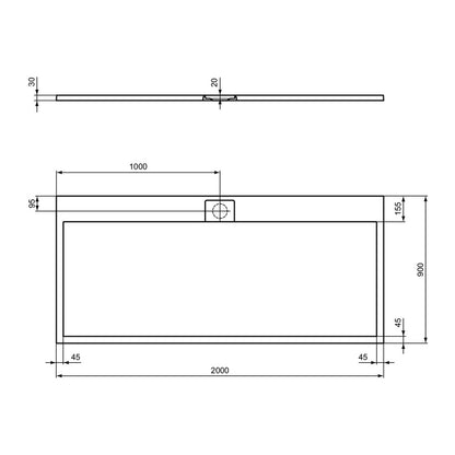 Правоъгълна душкаба Ideal Standard i.life Ultra Flat S пясъчен 200x90 см