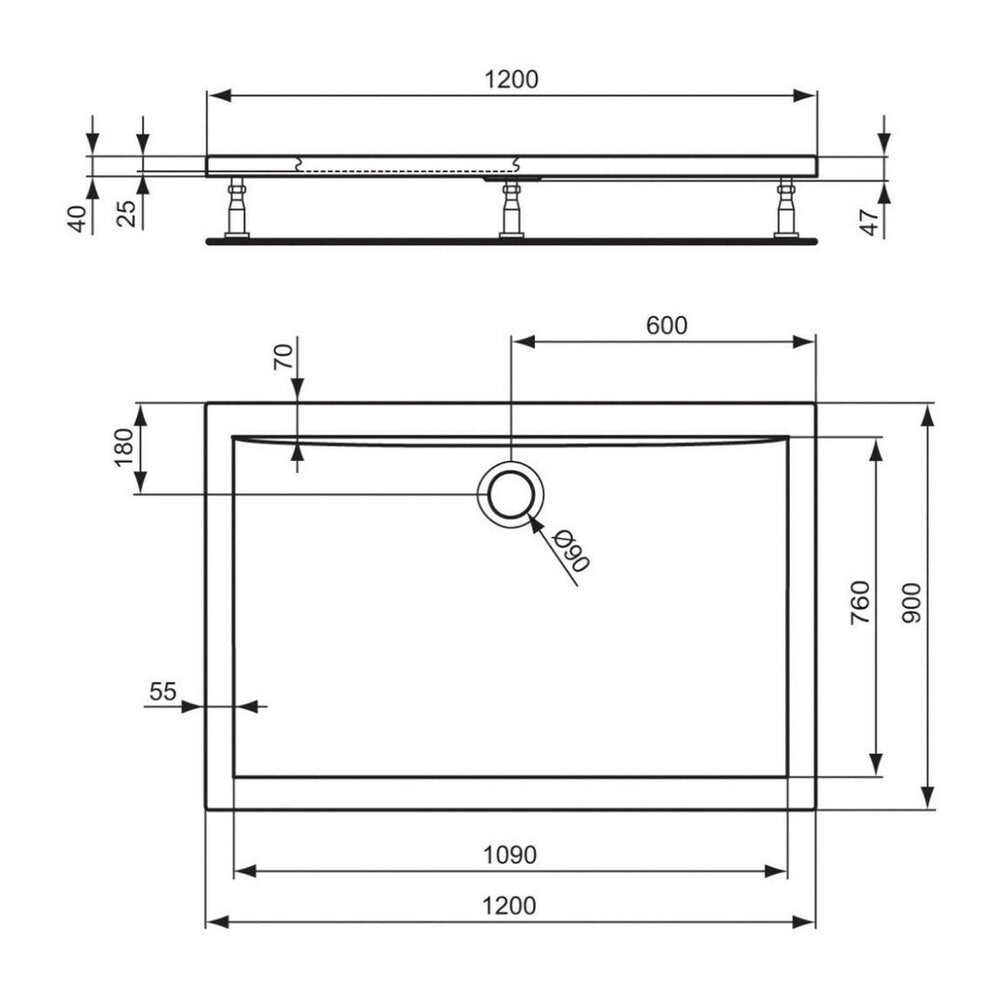 Ideal Standard Ultra Flat Rectangular Shower Tray 120x90 cm