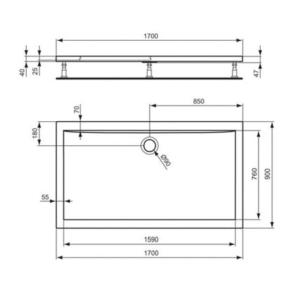 Правоъгълна душ кабина Ideal Standard Ultra Flat 170x90 см