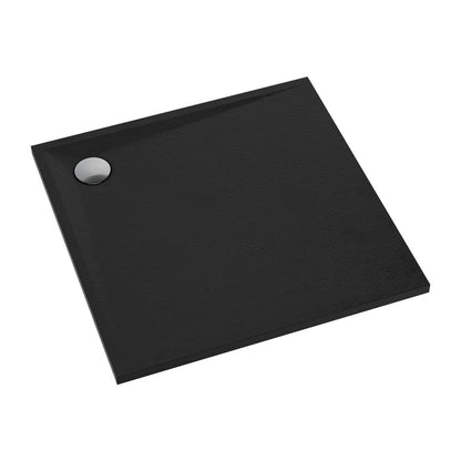Квадратна душ кабина от композит Omnires Stone черен мат 90x90 см