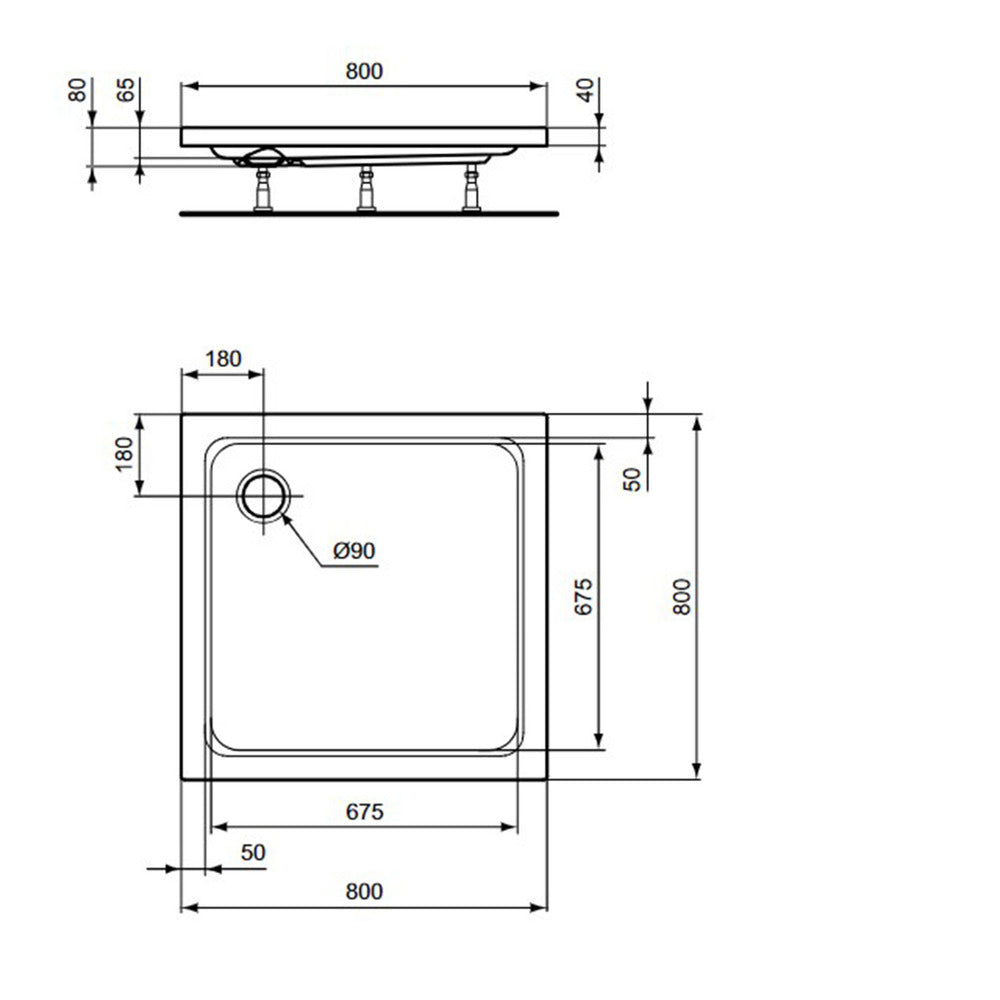 Квадратна душка кабинка Ideal Standard Hotline New 80x80 см