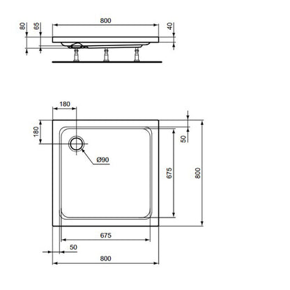Квадратна душка кабинка Ideal Standard Hotline New 80x80 см