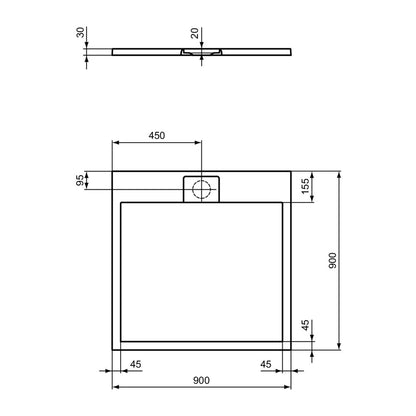 Квадратна душ кабина Ideal Standard i.life Ultra Flat S бяла 90x90 см