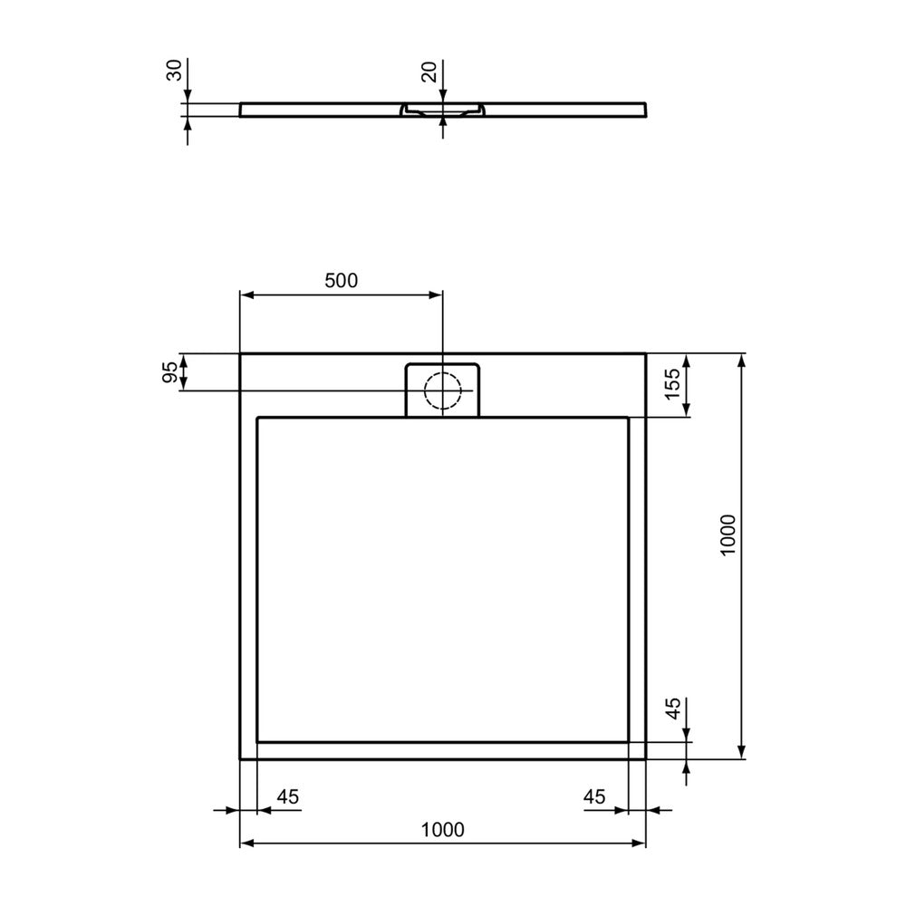 Квадратна душ кабина Ideal Standard i.life Ultra Flat S черна 100x100 см