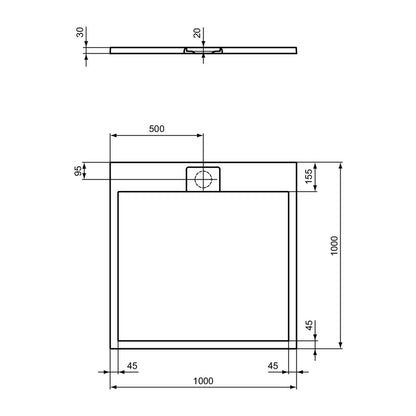 Квадратна душ кабина Ideal Standard i.life Ultra Flat S пясъчен 100x100 см