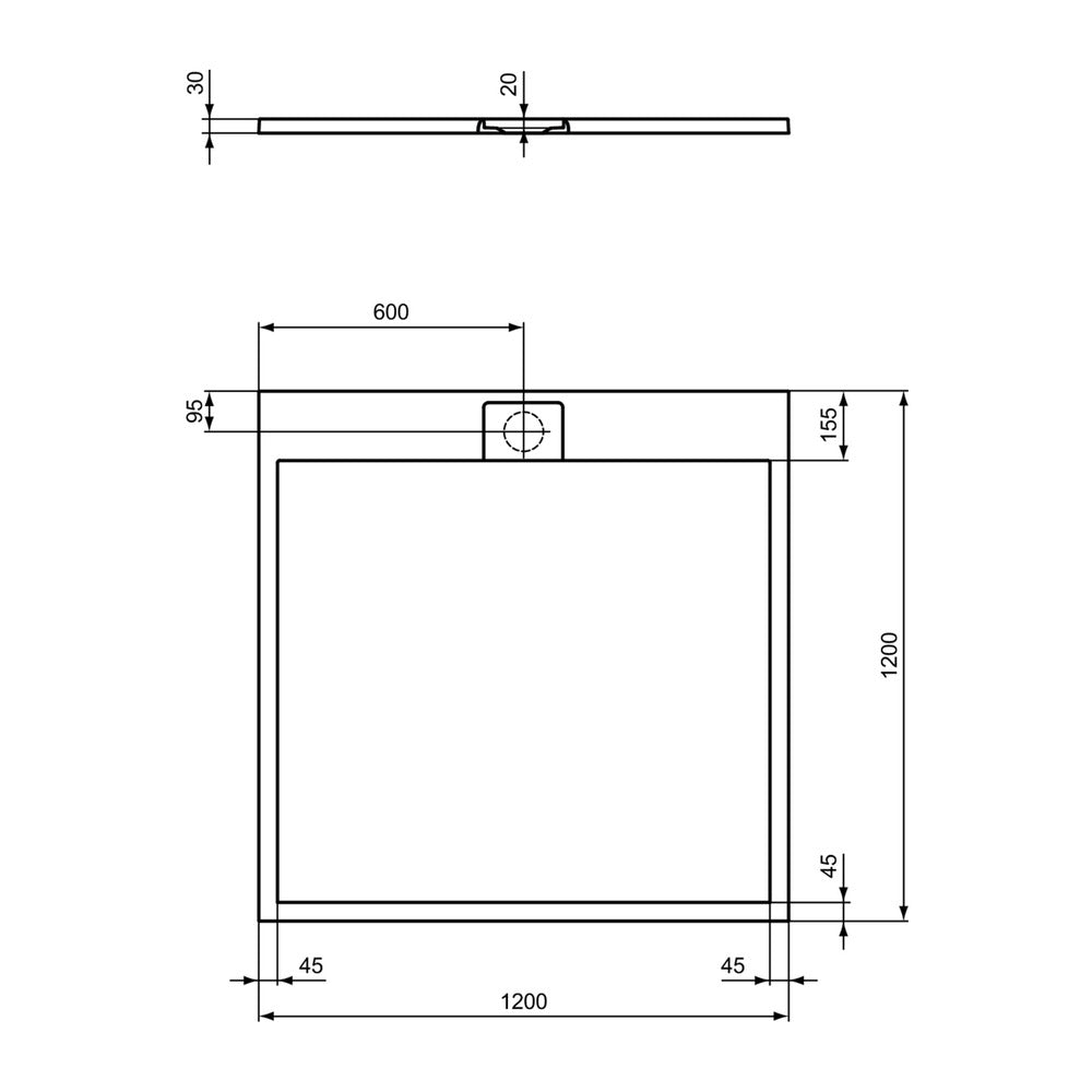 Квадратна душ кабина Ideal Standard i.life Ultra Flat S пясък 120x120 см