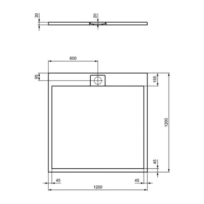 Квадратна душ кабина Ideal Standard i.life Ultra Flat S пясък 120x120 см