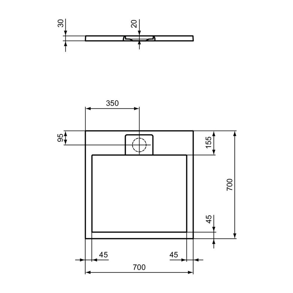 Квадратна душ кабина Ideal Standard i.life Ultra Flat S пясък 70x70 см