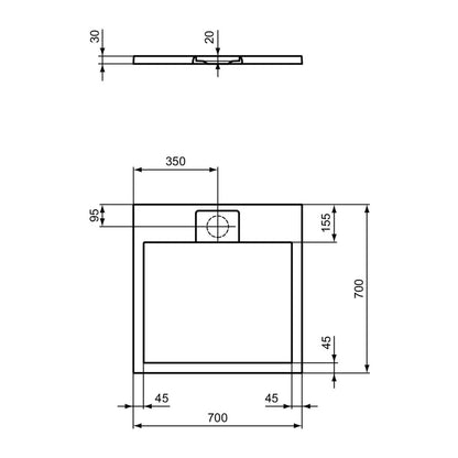 Квадратна душ кабина Ideal Standard i.life Ultra Flat S пясък 70x70 см
