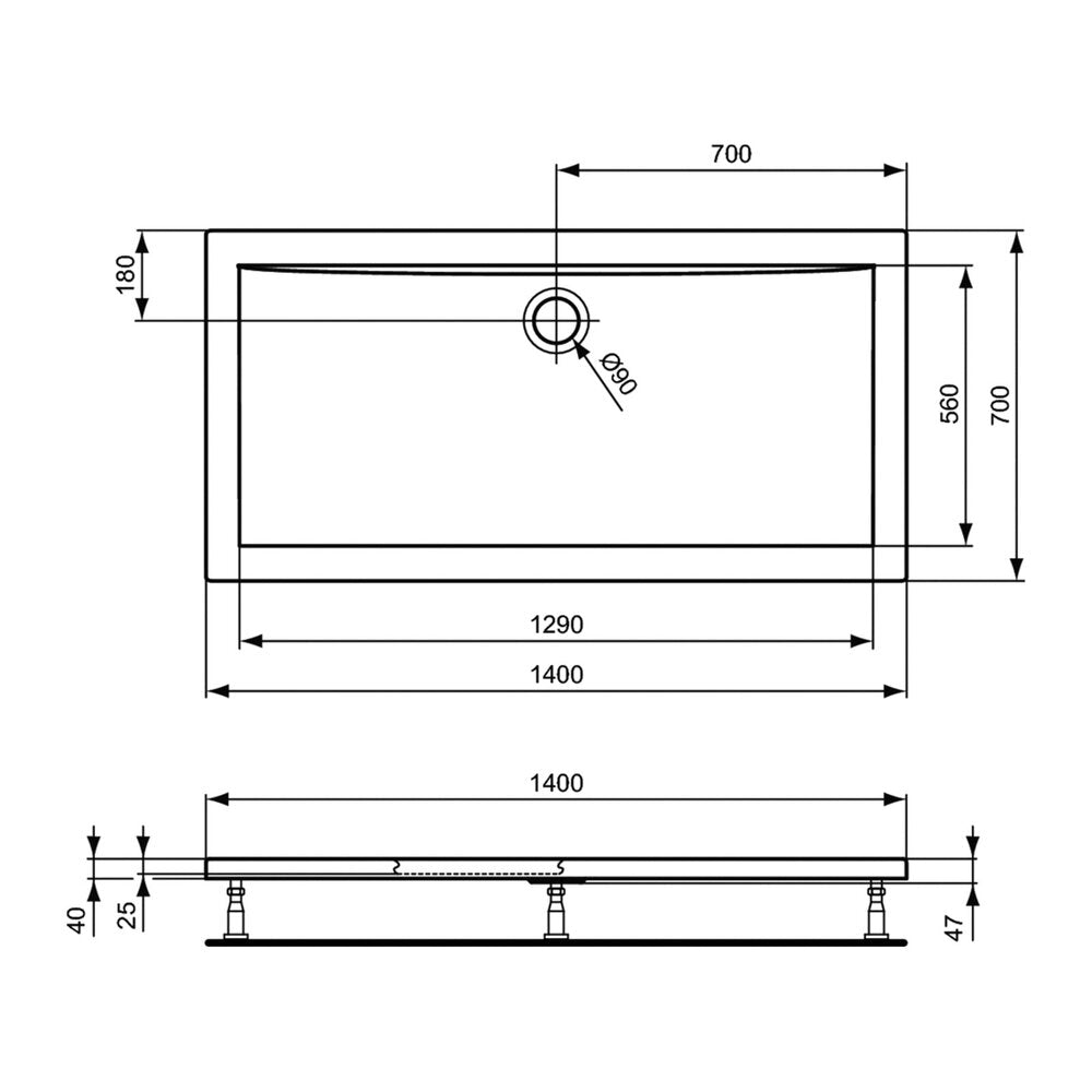 Р правоъгълна душ кабина Ideal Standard Ultra Flat 140x70 см