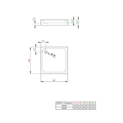 Аcrylic квадратна душ кабина Radaway Siros C Compact 90x90 cm бяла