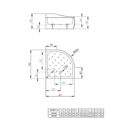 Аcrylic полукръгла душ кабина Radaway Korfu A 90x90 cm бяла