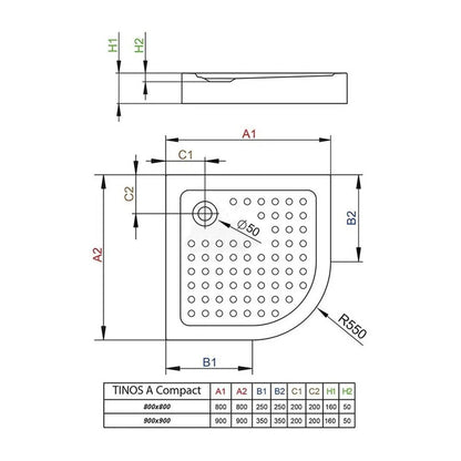 Аcrylic полукръгла душ кабина Radaway Tinos A Compact 80x80 cm бяла