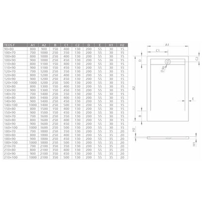 Правоъгълна композитна душ кабина Radaway Teos F 150x80 cm бяла
