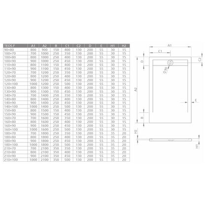 Правоъгълна композитна душ кабина Radaway Teos F 210x90 cm антрацит