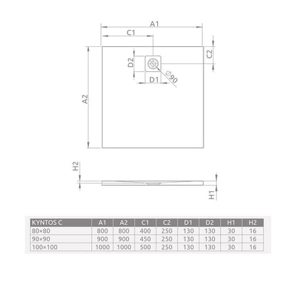Квадратна душ кабина композит Radaway Kyntos C 100x100 cm черна