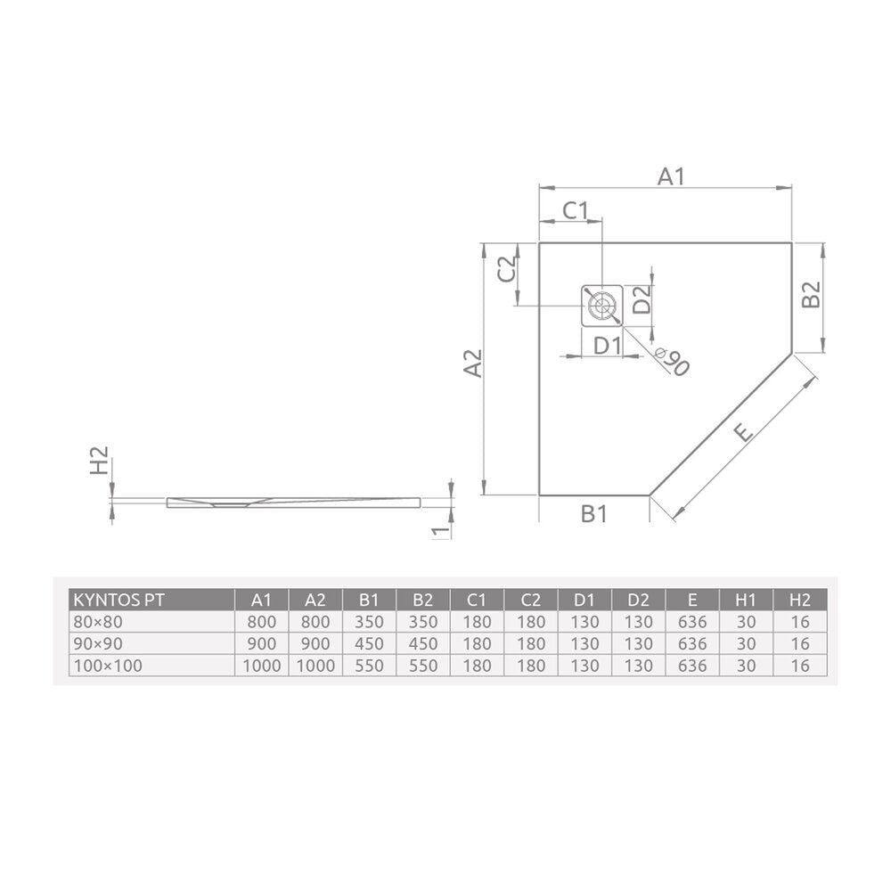 Пентагонална душ кабина Radaway Kyntos PT 100x100 cm бяла