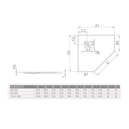 Пентагонална душ кабина Radaway Kyntos PT 100x100 cm бяла