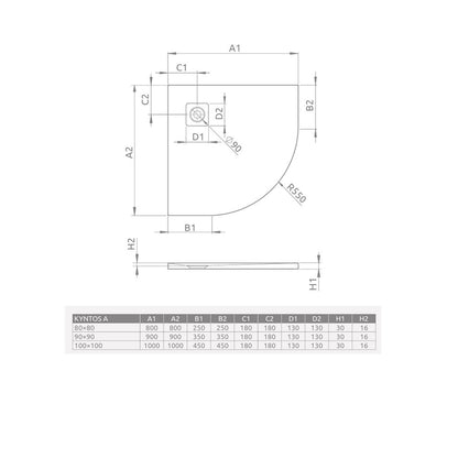 Полукръгла душ кабина Radaway Kyntos A 100x100 cm антрацит