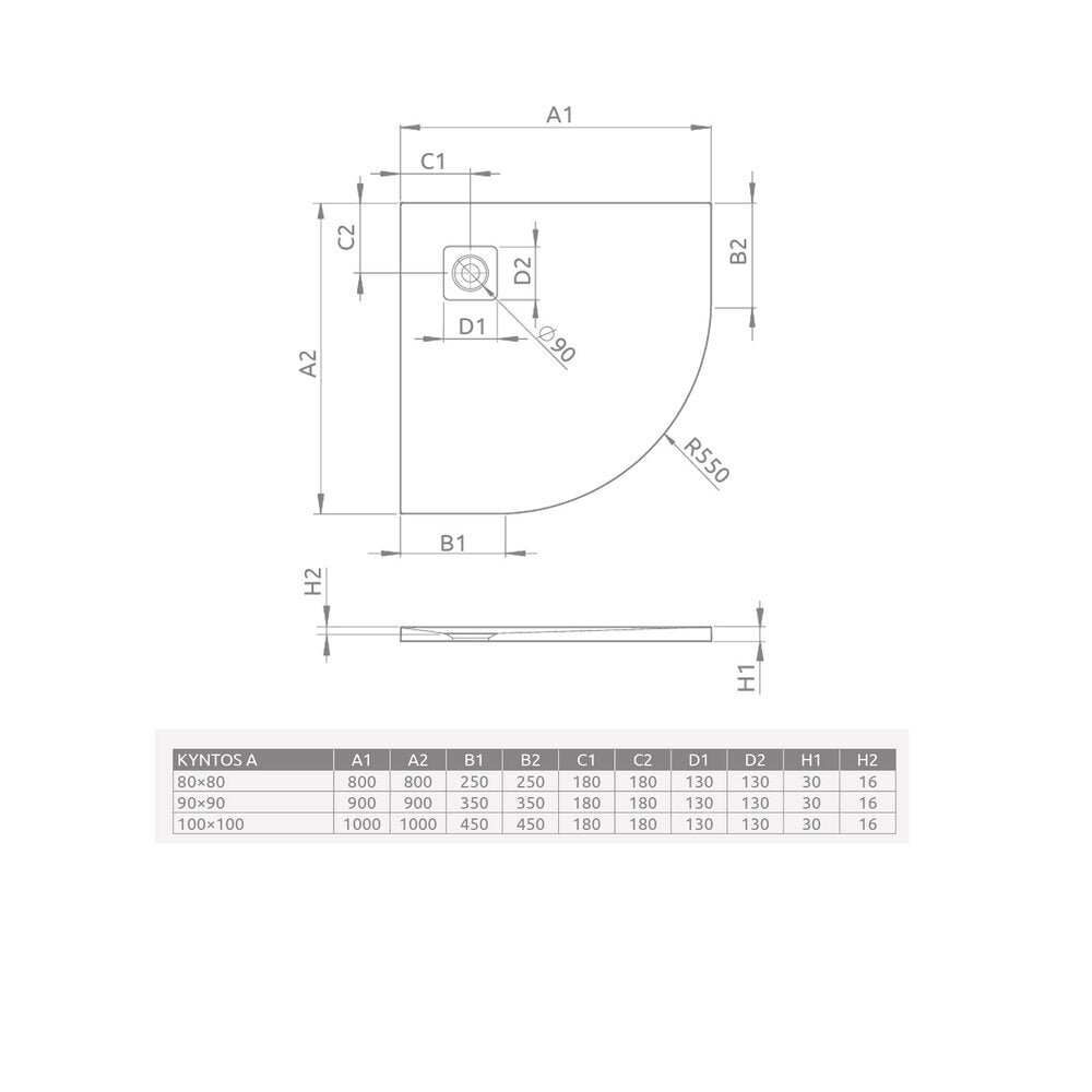 Полукръгла душ кабина Radaway Kyntos A 80x80 cm сив цимент