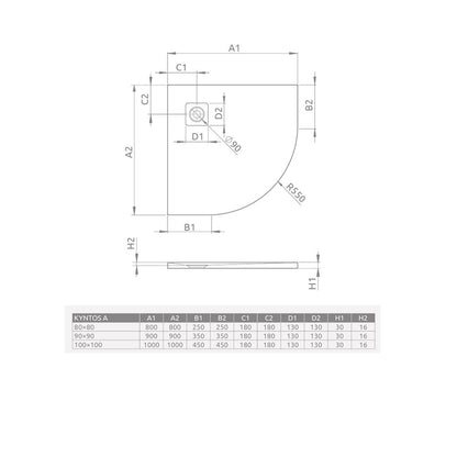 Полуокръгла душ кабина Radaway Kyntos A 90x90 cm бяла