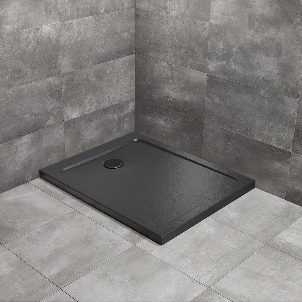 Правоъгълна душ кабина Radaway Doros F Stone 90x70 cm черен акрил