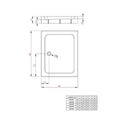 Правоъгълна душ кабина Radaway Laros D Compact 120x90 cm бял акрил