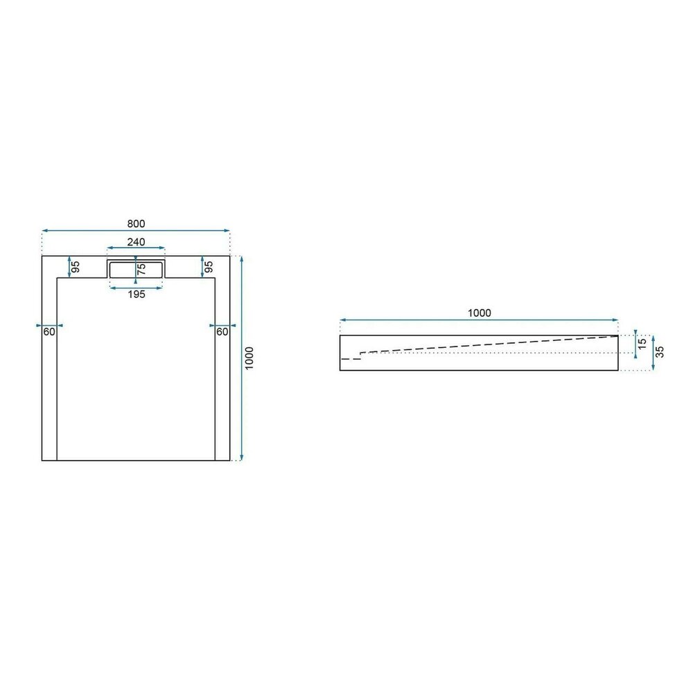 Rea Grand Rectangular Shower Tray 80x100 Black
