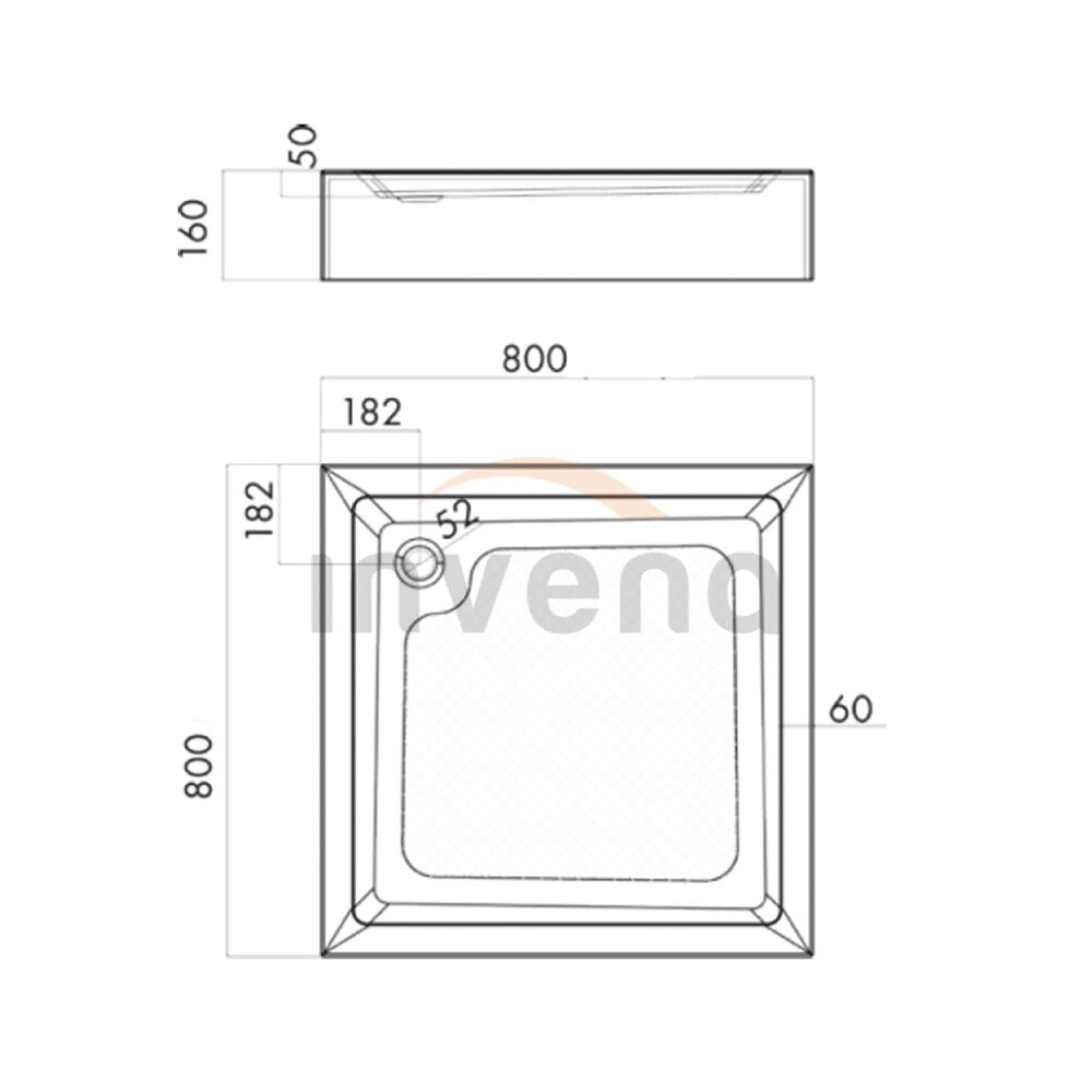 Invena Square Shower Tray 80x80 White