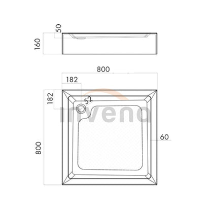 Invena Square Shower Tray 80x80 White