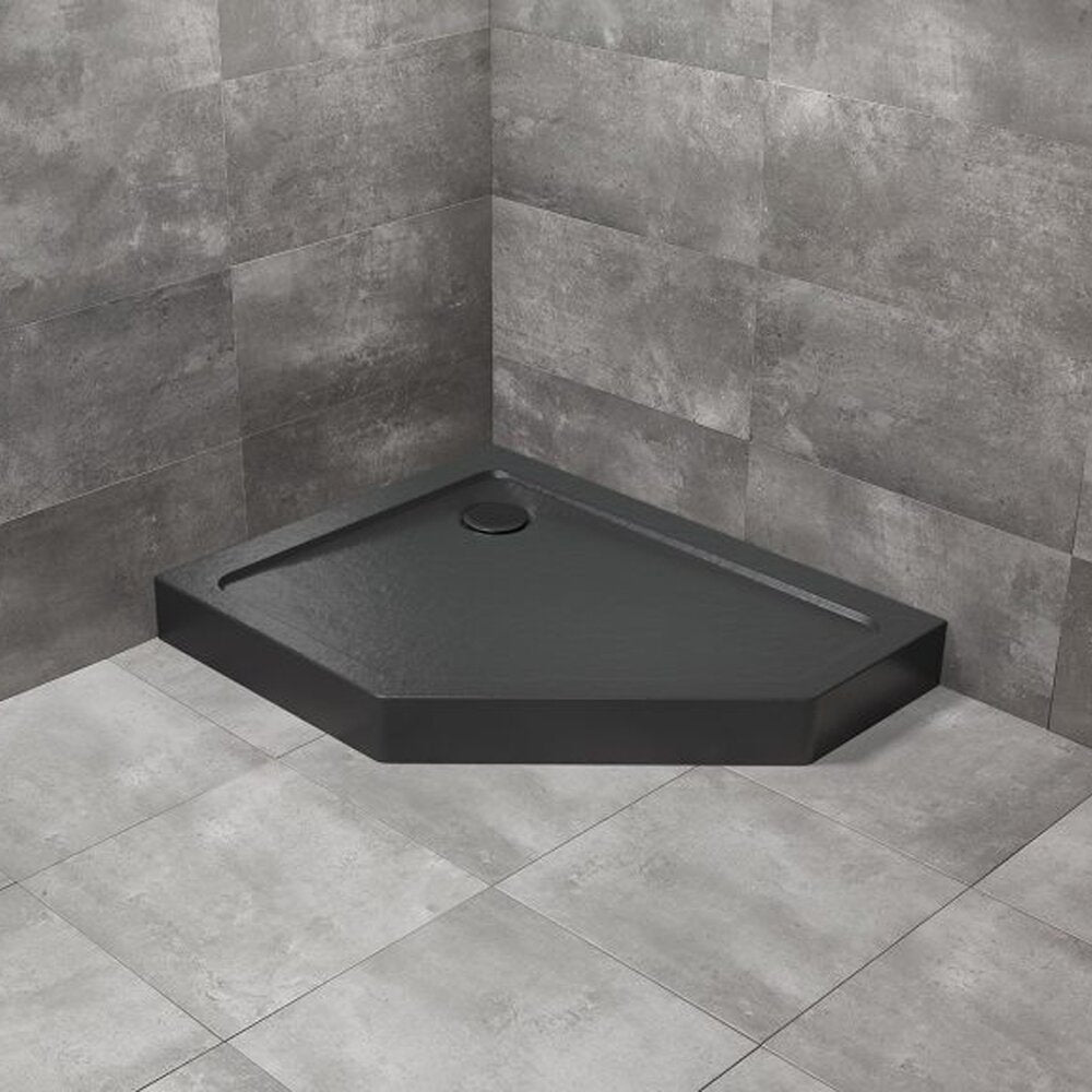 Пентагонална душ кабина Radaway Doros PT E Compact Stone 100x80 cm акрил черен ляв