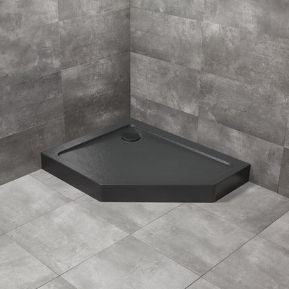 Пентагонална душ кабина Radaway Doros PT E Compact Stone 100x80 cm акрил черен ляв