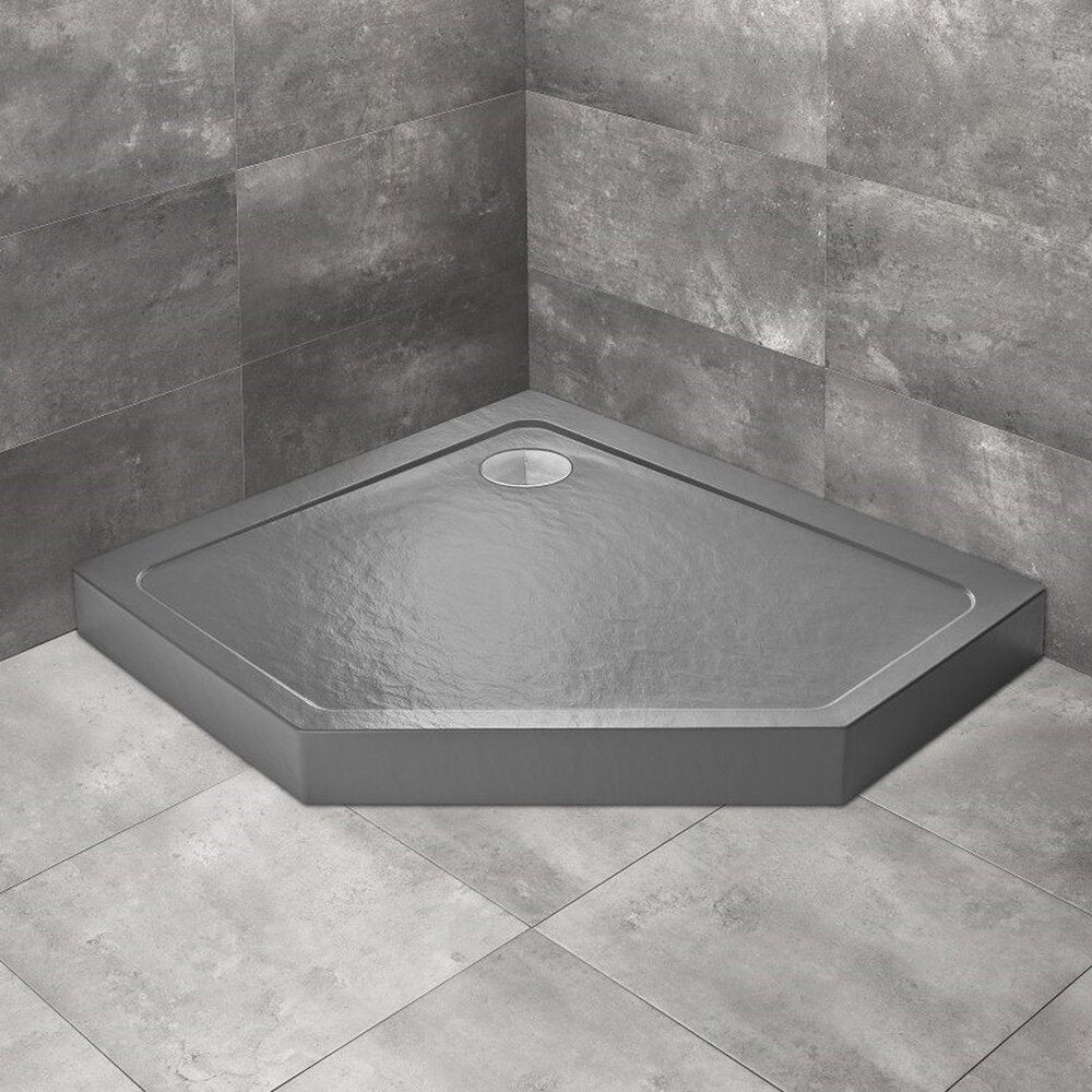Пентагонална душ кабина Radaway Doros PT E Compact Stone 90x80 cm акрил антрацит ляво