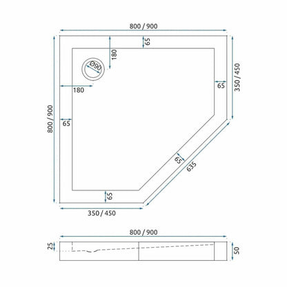 Пентагонална душ кабина Rea Diamond 80x80 бяла