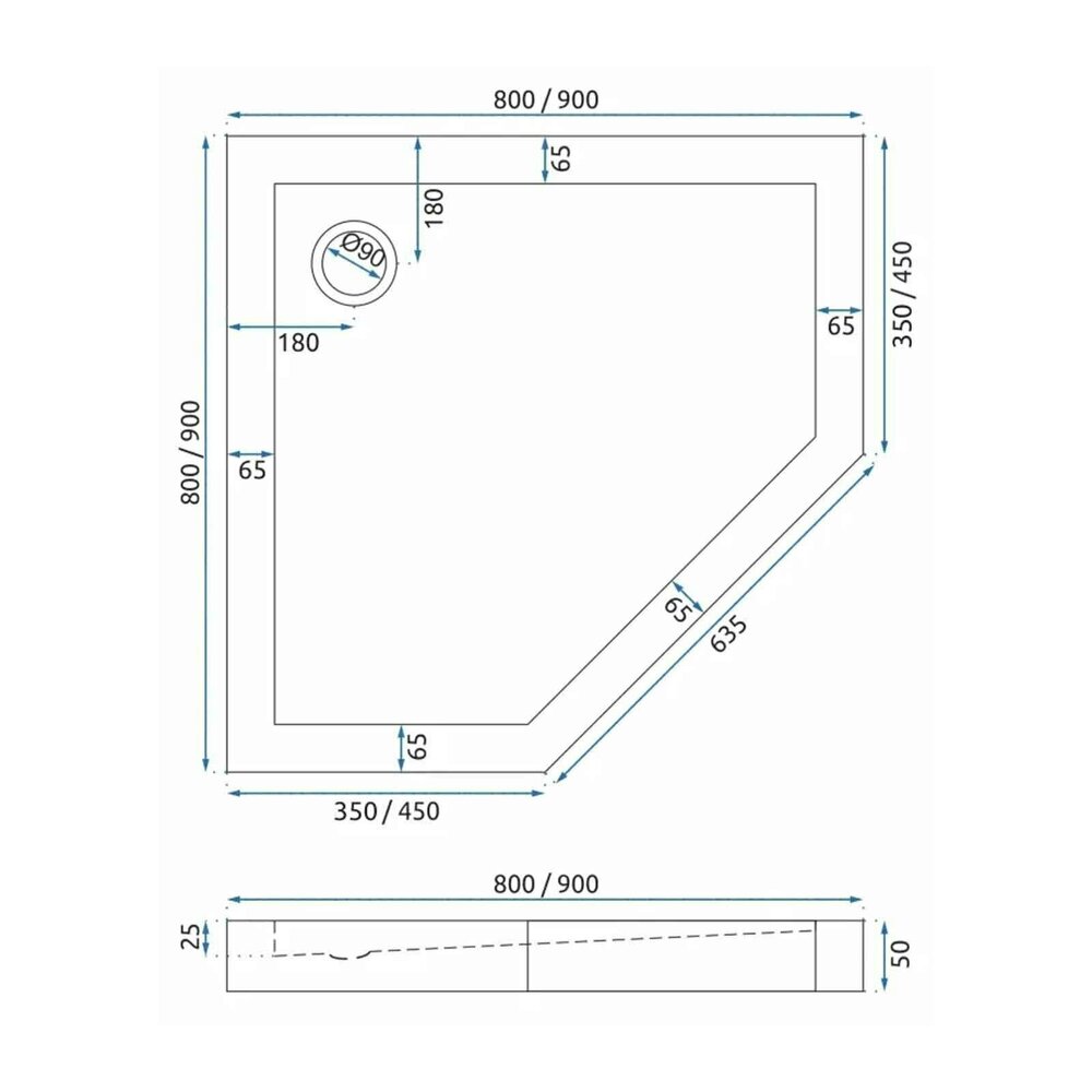 Пентaгонална душ кабина Rea Diamond 90x90 черна