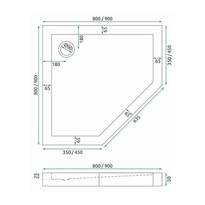 Пентaгонална душ кабина Rea Diamond 90x90 черна
