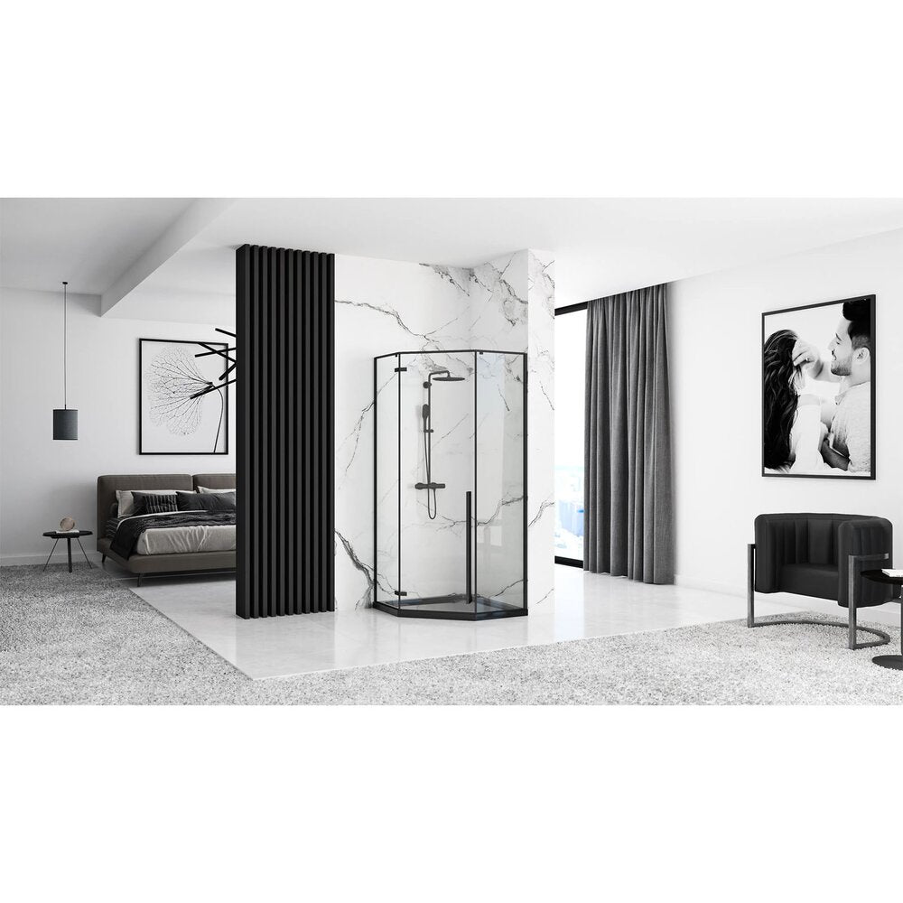 Пентaгонална душ кабина Rea Diamond 90x90 черна