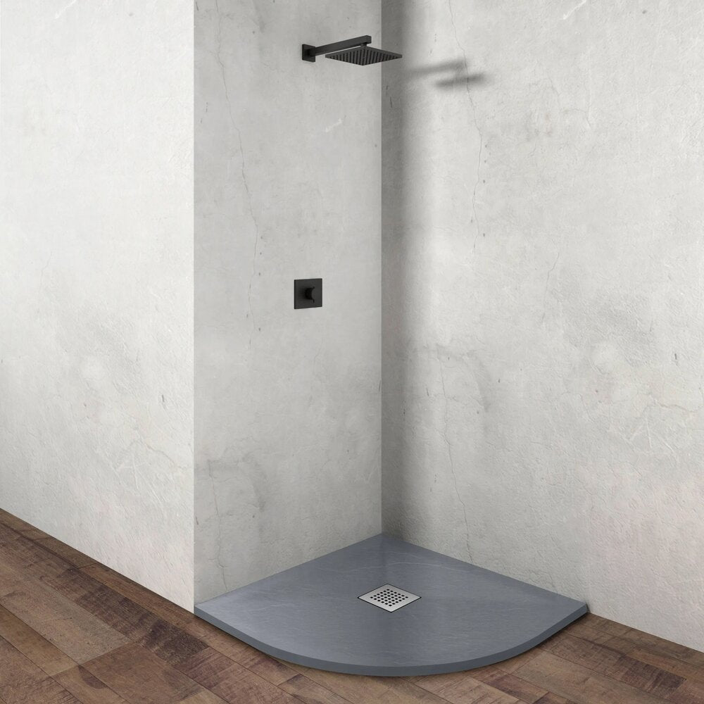 Семирундова душ кабина Balneo Stone Tray от композит 80x80 светло сива