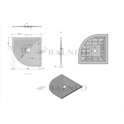Семирундова душ кабина Balneo Stone Tray от композит 80x80 светло сива